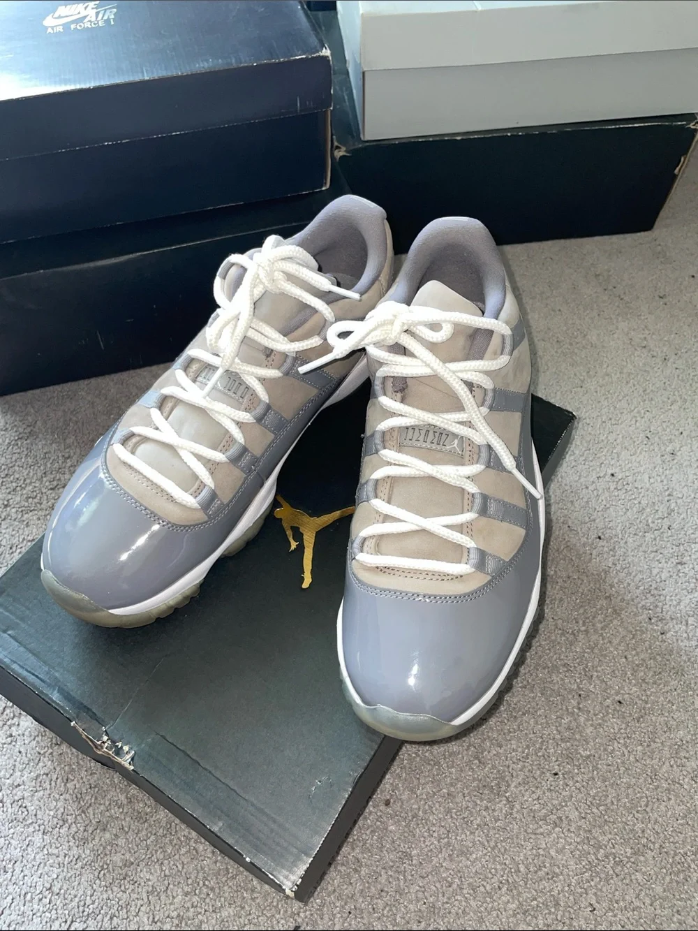 Jordan Retro Low Sneakers in Grey and White